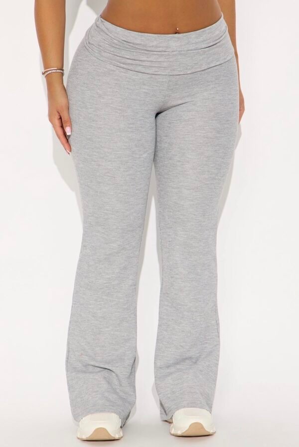 Korey Waffle Knit Fold Over Pants - Heather Grey