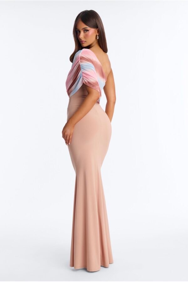 Amelia One Shoulder Maxi Dress Set - Tan/Multi