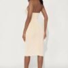 Carly Criss Cross Slinky Midi Dress - Oatmeal
