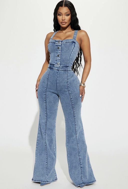MC-0502 Atlanta Denim Jumpsuit - Light Wash