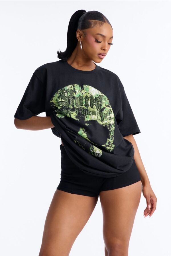 Bone Thugs Skull Rhinestone Tee - Black