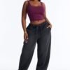 Esplanade Tie Waist Loose Drapey Jogger Jeans - Black Wash