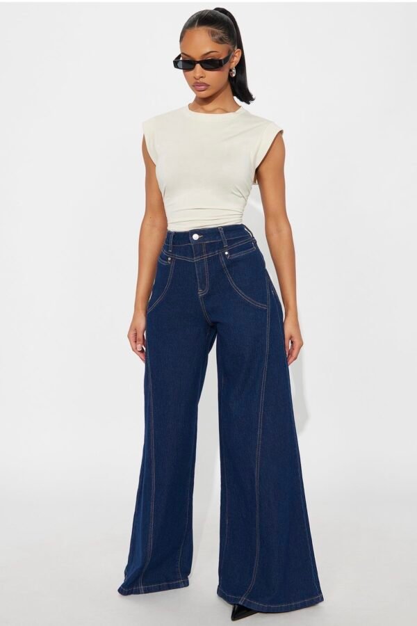 Americano Stretch Super Wide Leg Jeans - Dark Wash