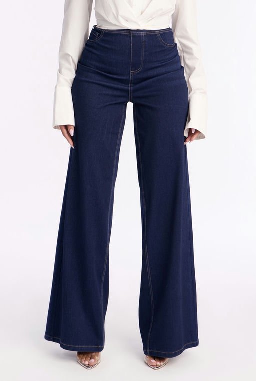 Amber Knit Wide Leg Pant 33″ - Rinse Blue Wash
