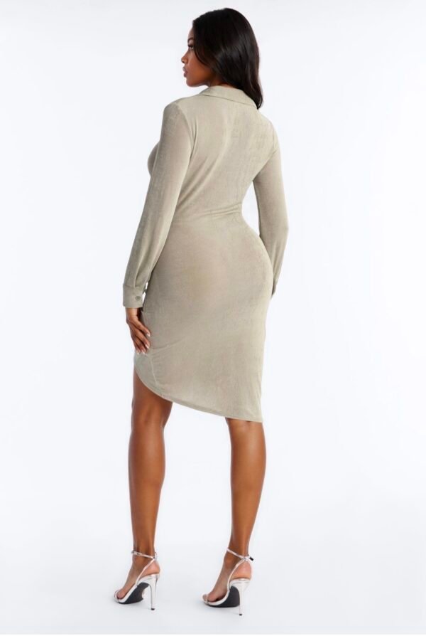 Isa Ruched Slinky Midi Dress - Sage