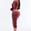 Estella Long Sleeve Velvet Midi Dress - Mauve