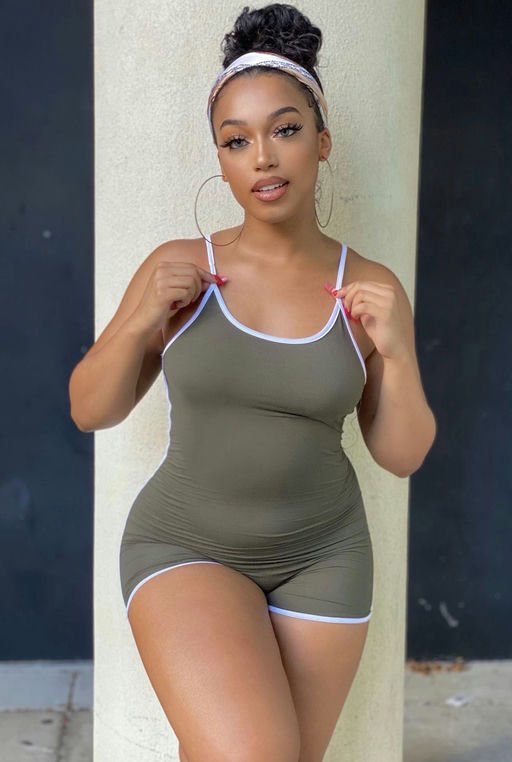 MC-0340 Go The Extra Mile Active Romper - Olive