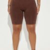Mia Ribbed Seamless Biker Short - Brown