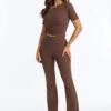 Allure Off Shoulder Pant Set - Brown