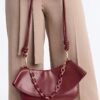 Hold That Though Faux Leather Crossbody Bag - Burgundy