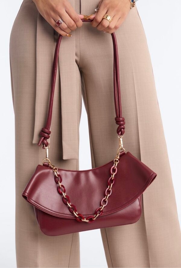 Hold That Though Faux Leather Crossbody Bag - Burgundy