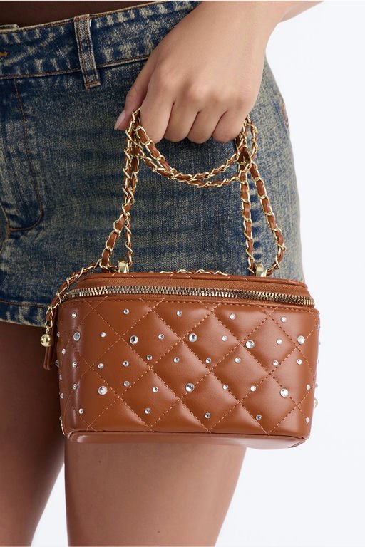 MC-0405 Sparks Fly Faux Leather Crossbody Bag - Cognac