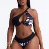 Island Waves Underwire One Shoulder 2 Piece Bikini - Black/White