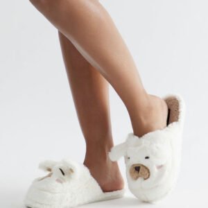 Hershey Cozy Bear Slippers - Cream