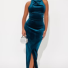 Here Often Velvet Maxi Gown - Teal