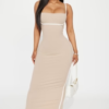 Take Control Ribbed Midi Dress - Taupe