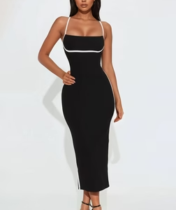 Take Control Ribbed Midi Dress - Black