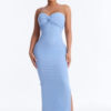Breanna Twist Ribbed Midi Dress - Blue