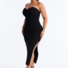Breanna Twist Ribbed Midi Dress - Black