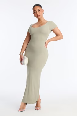 Juliana Double Lined Ribbed Maxi Dress - Hunter Green