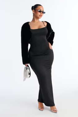 MC-0028 Reyna Backless Maxi Dress - Black