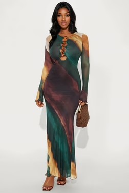 Next Wave Mesh Maxi Dress - Green/combo