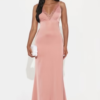 Sara Lace Trim Satin Maxi Dress - Blush