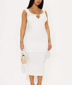 Maybelle Textured Midi Dress - Off White