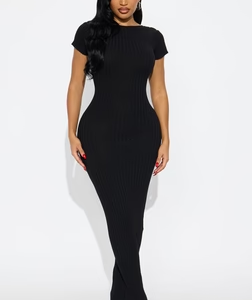 MC-0062 Nomi Low Back Sweater Maxi Dress - Black