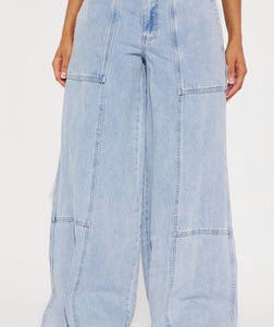 Naya Chambray Wide Leg Jean - Vintage Wash