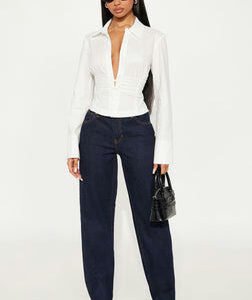 Let It Happen Slim Straight Leg Jeans - Dark Wash