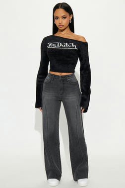 Sidelines Wide Leg Jean - Grey