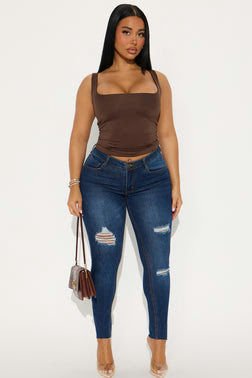 She's Fine Stretch Skinny Jeans - Dark Wash