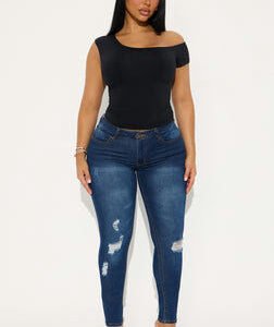 She's Fierce Stretch Skinny Jeans - Dark Wash