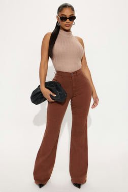 MC-0112 Classic Color Trouser Flare Jeans - Brown