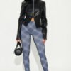 Carmen Mid Rise Plaid Legging - Grey/combo