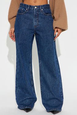 MC-0135 Set Me Free High Rise Wide Leg Jeans - Dark Wash