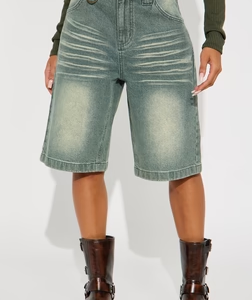Sophia Denim Jorts - Olive