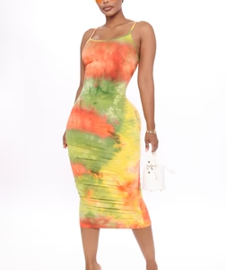 Good As Always Tie Dye Midi Dress - Orange/Combo