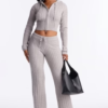 Far Away Zip Up Sweater Pant Set - Heather Grey