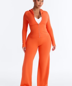 Casual Vibe Zip Up Hoodie Pant Set - Tomato Red