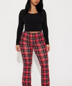 Anastasia Plaid Flare Pant - Red/combo