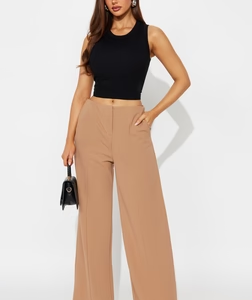 On A Conference Call Wide Leg Trouser Pant 31 - Mocha