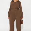 Important Thoughts Pinstripe Jumpsuit - Brown