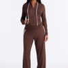 MC-0220 Tennis Courts Wide Leg Pant Set - Chocolate