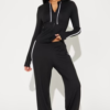 MC-0222 Tennis Courts Wide Leg Pant Set - Black
