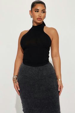 MC-0236 Myra Mock Neck Tank Top - Black