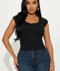 Adored By You Short Sleeve Top - Black