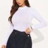 Gemma Mock Neck Long Sleeve Top - White