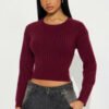 Chillin' It Cable Knit Sweater - Burgundy